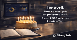 + de 2 500 recettes, 1 mois gratuit : DionySols fête 9 ans avec vous + de 2 500 recettes, 1 mois gratuit : DionySols fête 9 ans avec vous